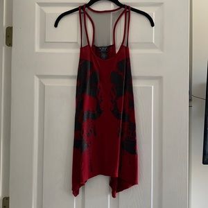 Red sparkle skull oversized tank top size XS!